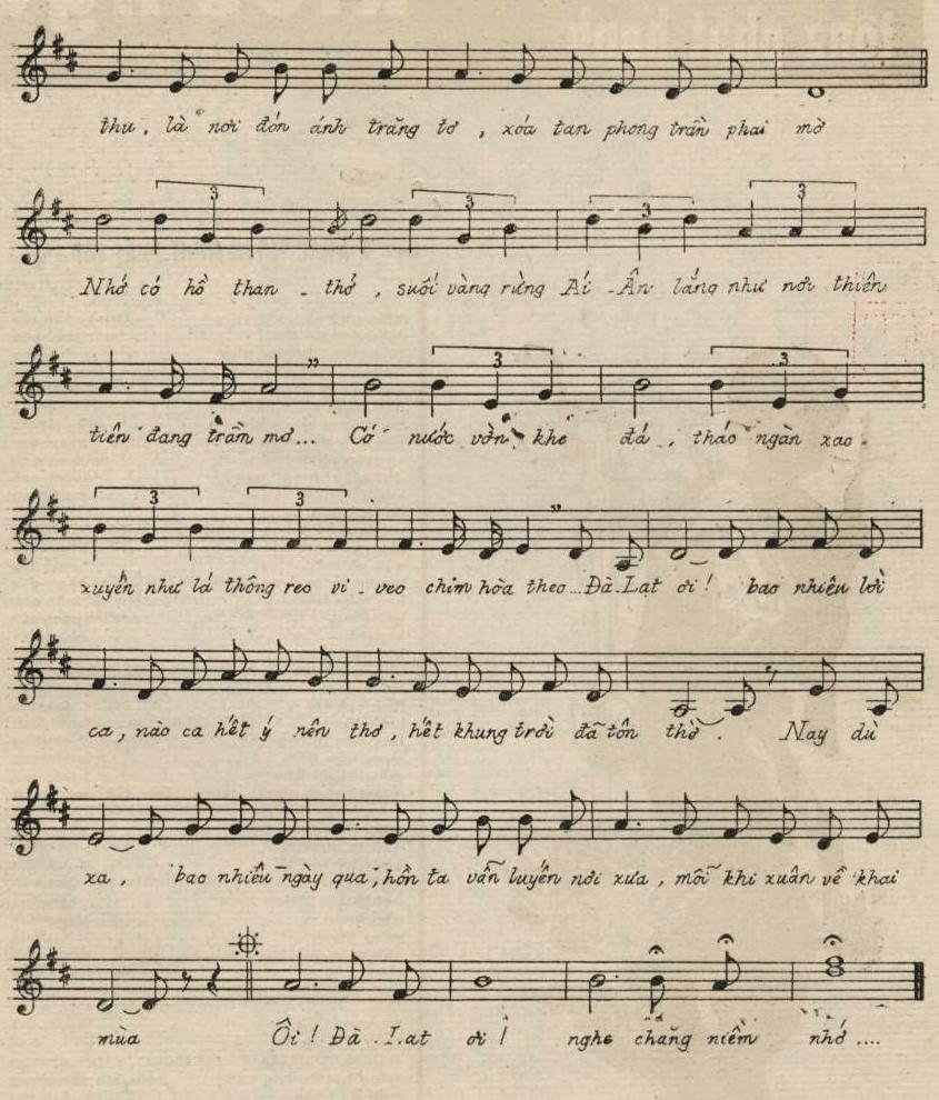 Sheet nhạc Nhớ Về Đà Lạt 2